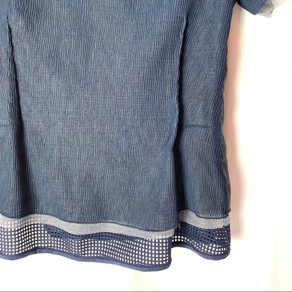 O’2nd Navy Blue Mixed Media Blouse Size 2 - Picture 5 of 8